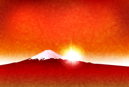 Fuji sunrise backgroundのイラスト素材