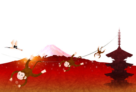 Monkey greeting cards backgroundのイラスト素材