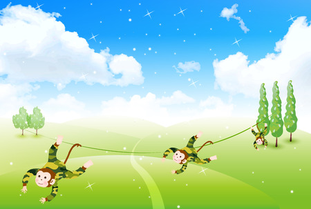 Monkey greeting cards backgroundのイラスト素材