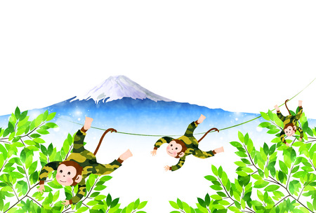 Monkey greeting cards backgroundのイラスト素材