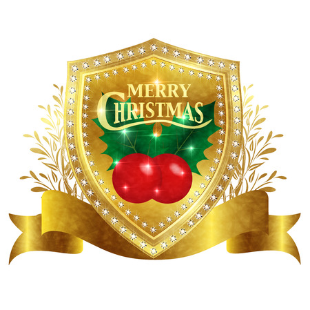 Christmas holly emblemのイラスト素材