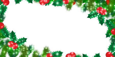 Christmas fir tree holly backgroundのイラスト素材