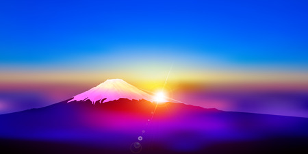 Fuji sunrise landscape backgroundのイラスト素材