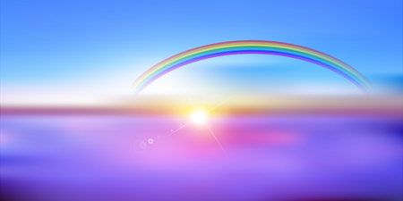 Sunrise rainbow landscape backgroundのイラスト素材