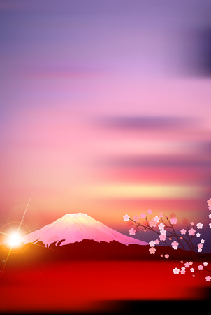 Fuji plum New Year's card backgroundのイラスト素材