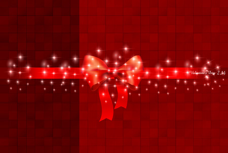 Valentine ribbon red backgroundのイラスト素材