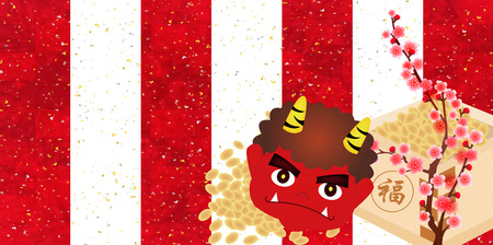 Setsubun beans demon backgroundのイラスト素材