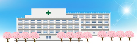 Hospital Cherry Spring backgroundのイラスト素材