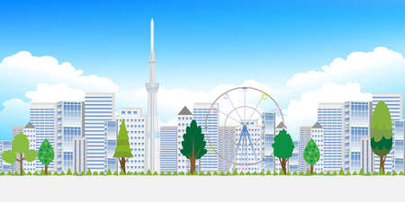 Tokyo tree landscape backgroundのイラスト素材
