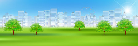 Building tree landscape backgroundのイラスト素材