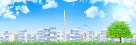 City streets tree backgroundのイラスト素材