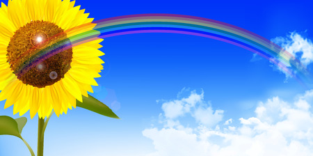 Sunflower summer landscape backgroundのイラスト素材