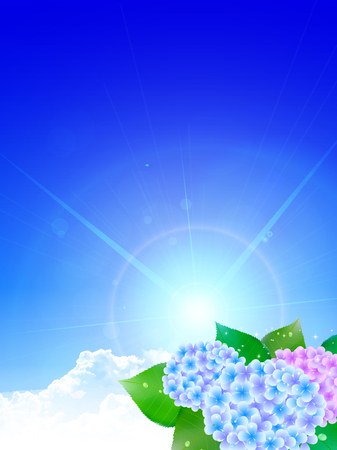 Hydrangea rainy season landscapeのイラスト素材