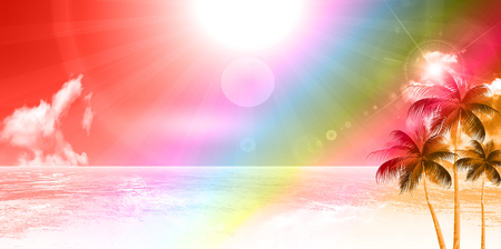 Sea rainbow landscape backgroundのイラスト素材