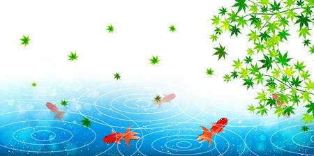 Goldfish maple landscape backgroundのイラスト素材