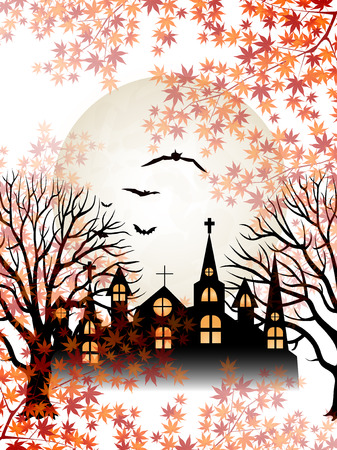 Halloween night sky autumn backgroundのイラスト素材