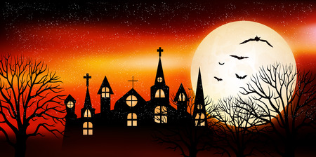 Halloween night sky autumn backgroundのイラスト素材