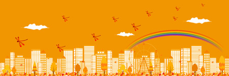 Autumn leaves autumn urban backgroundのイラスト素材