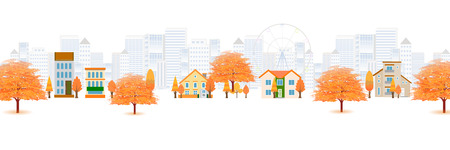 Autumn leaves fall family backgroundのイラスト素材