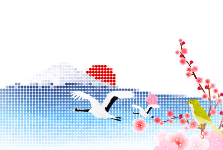 Rooster Fuji New Year's card backgroundのイラスト素材