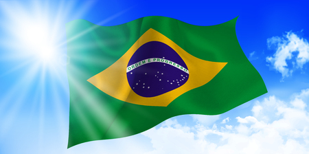 Brazil national flag sky backgroundのイラスト素材