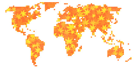 Autumn leaves world map iconのイラスト素材