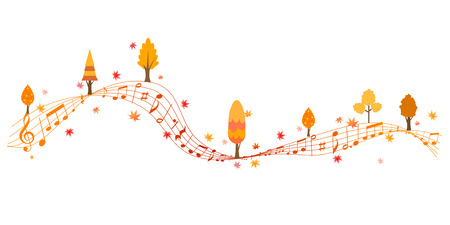 Autumn leaves autumn note backgroundのイラスト素材