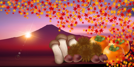 Autumn leaves Fuji autumn backgroundのイラスト素材