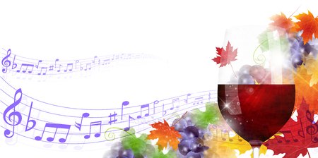 Autumn leaves grapes autumn backgroundのイラスト素材