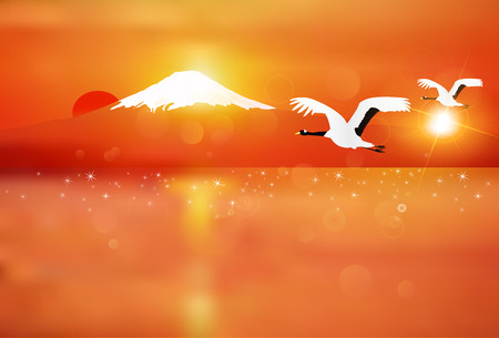 Rooster Fuji New Year's card backgroundのイラスト素材