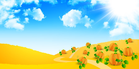 Halloween pumpkin autumn leaves backgroundのイラスト素材