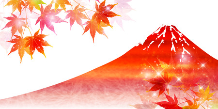 Fuji autumn leaves landscape backgroundのイラスト素材