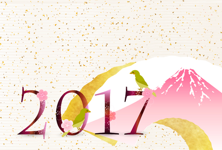 Rooster plum New Year's card backgroundのイラスト素材