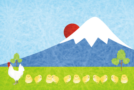 Rooster chicken greeting card backgroundのイラスト素材