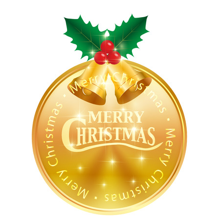 Christmas holly medal iconのイラスト素材