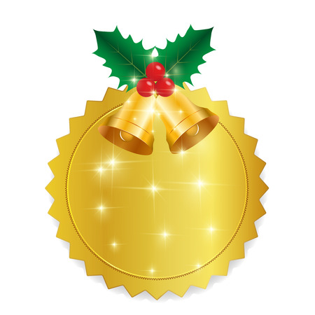 Christmas holly medal iconのイラスト素材