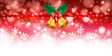 Christmas holly ribbon backgroundのイラスト素材