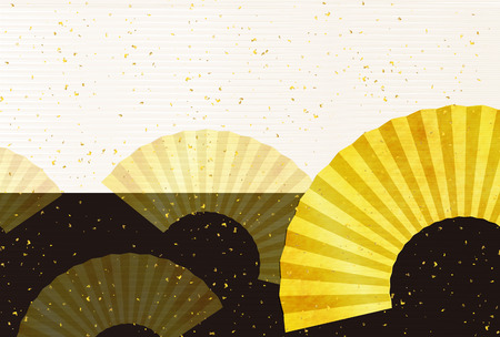 Japanese paper fan greeting card backgroundのイラスト素材