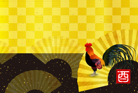 Rooster chicken greeting card backgroundのイラスト素材