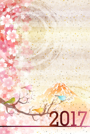 Rooster Fuji New Year's card backgroundのイラスト素材