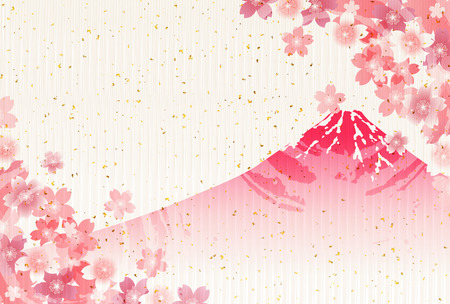 Cherry Fuji New Year's card backgroundのイラスト素材