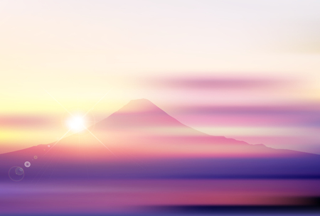 Fuji sunrise New Year's card backgroundのイラスト素材