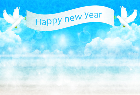 Rooster dove New Year card backgroundのイラスト素材