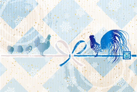 Rooster Chicken New Year's card backgroundのイラスト素材