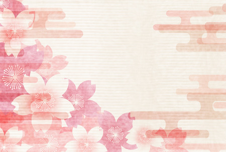 Cherry Japanese paper New Year's card backgroundのイラスト素材