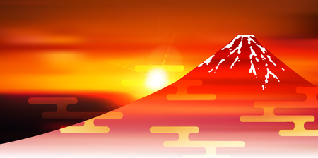 Fuji sunrise New Year backgroundのイラスト素材