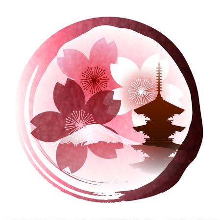 Cherry Spring circle iconのイラスト素材