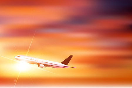 Airplane Sky Sunset Backgroundのイラスト素材