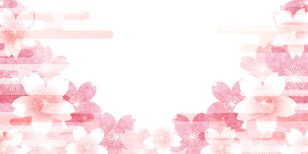 Cherry spring Japanese paper backgroundのイラスト素材