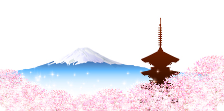 Cherry blossoms Fuji Spring backgroundのイラスト素材